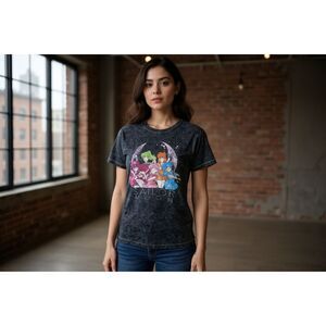 Sailor Moon Gray-Wash Distressed T Shirt  Size XS